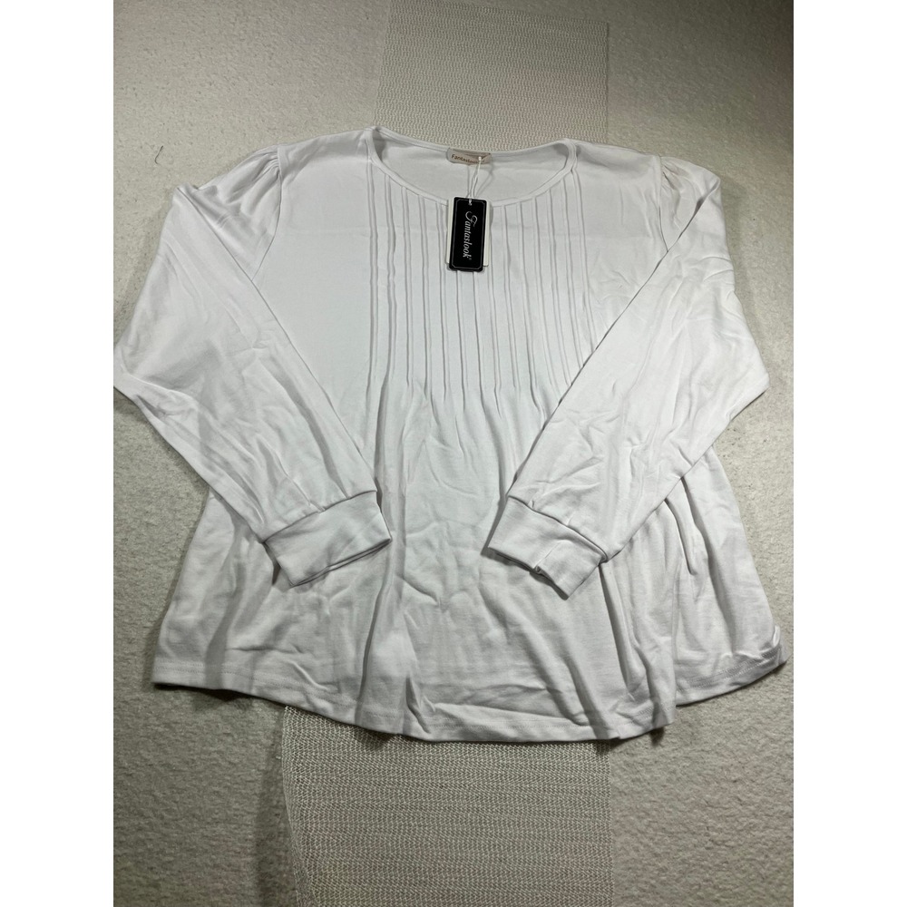 Fantaslook HXH139 Womens White Blouse Size 2XL NWT Original Package